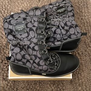 Coach Monogram Black and Gray Boots